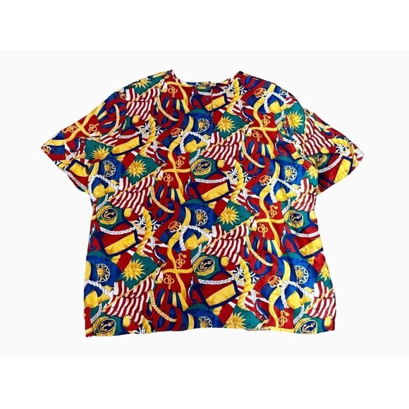 Vintage PENDLETON Nautical Colorful Short Sleeve Top 80s / 90s Size XL - Picture 6 of 8